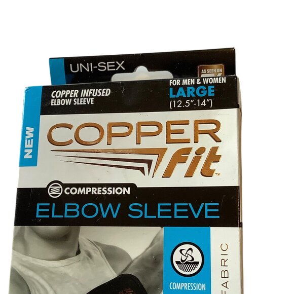 Copper Fit Compression Elbow Sleeve Large Unisex Copper Infused Anti-Odor Fabric - Picture 2 of 8